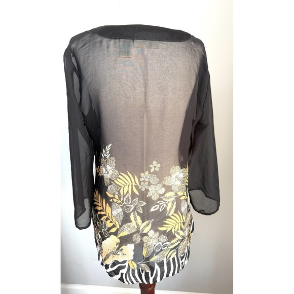 Heirloom Limited Black Brown Leaves Women's Transparent Top S-M - Picture 5 of 7